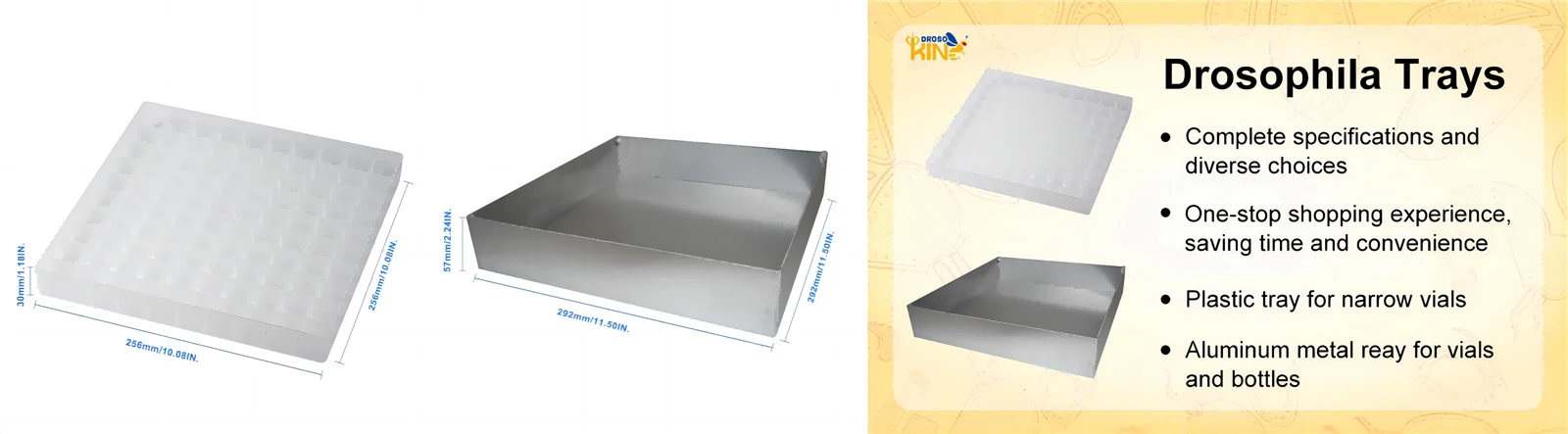 Plastic and aluminum material drosophila trays Plastic and aluminum material drosophila trays